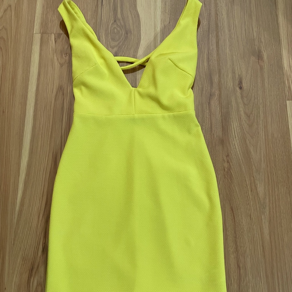 Lulus Yellow V Neck Mini Dress